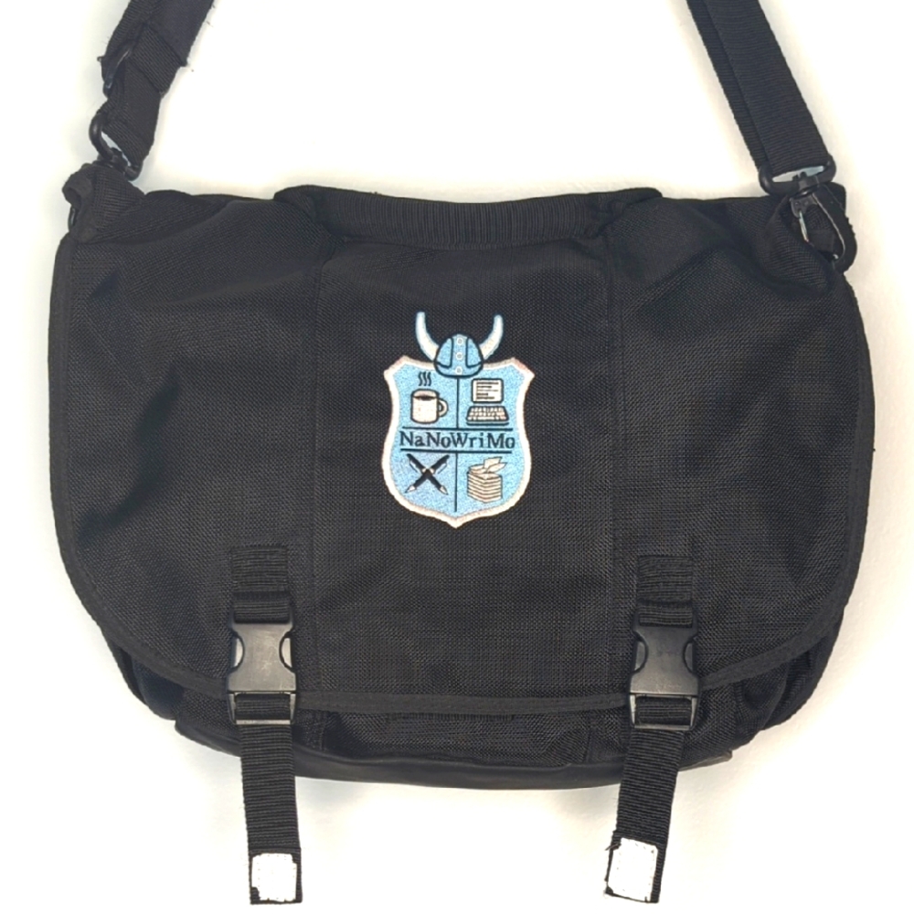 NaNoWriMo Canvas Messenger Laptop Bag Writer Gift Collegiate Black